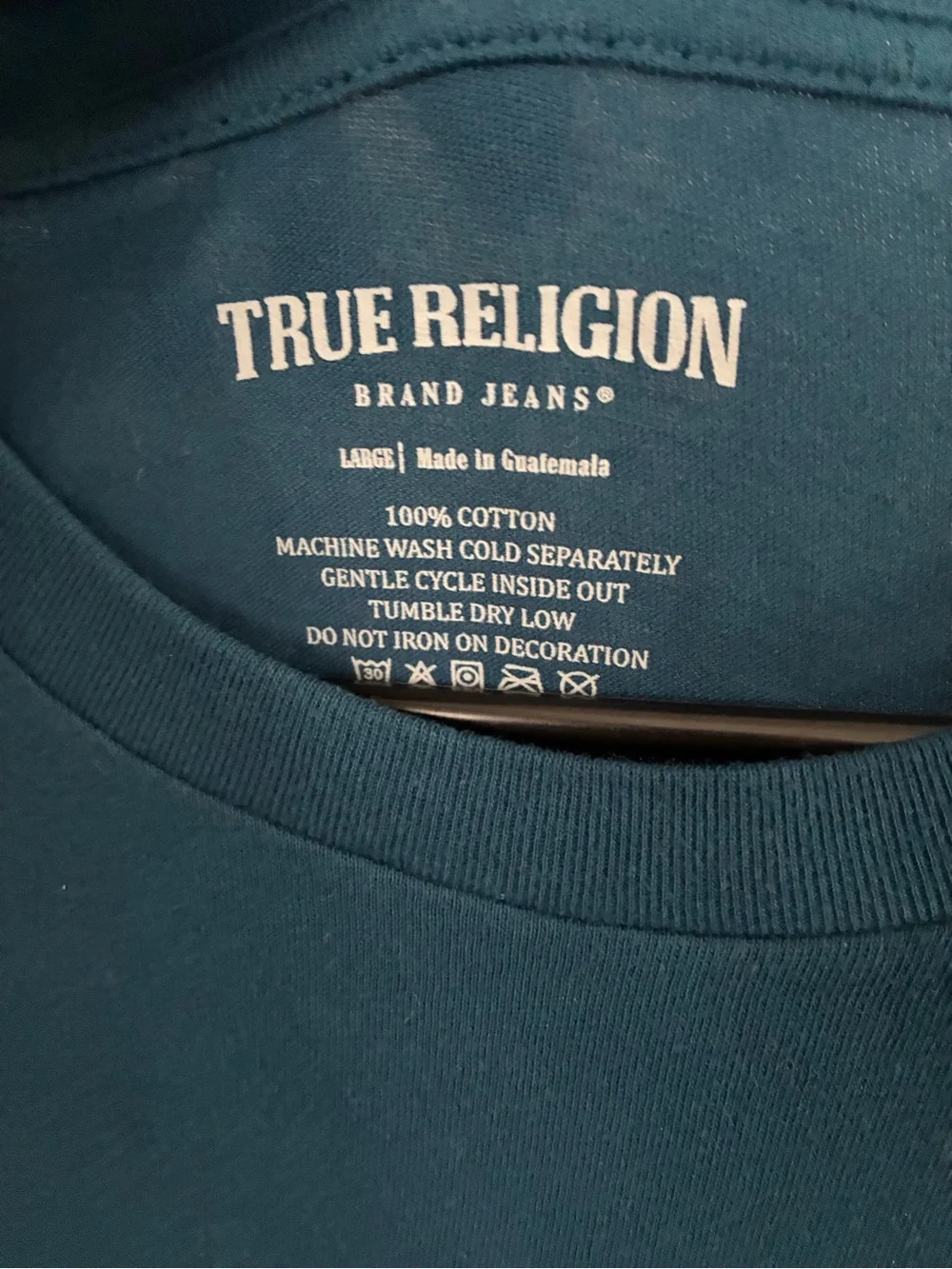 True Religion Teal Short Sleeve Crew Neck Logo Tee